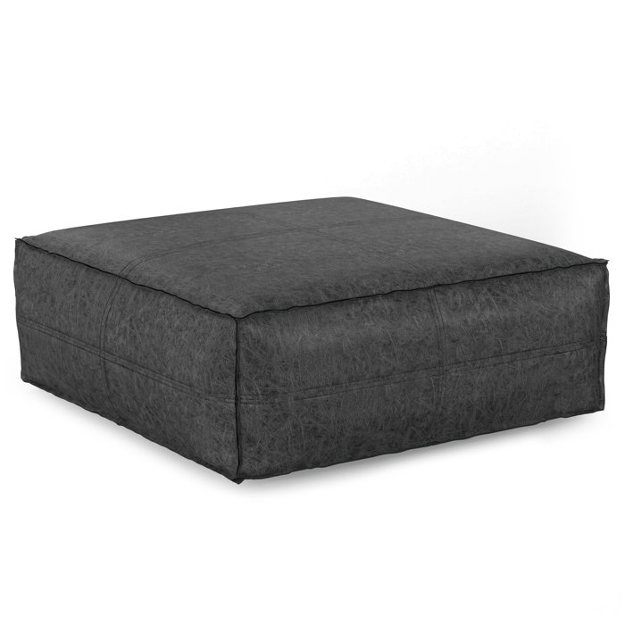 Latitude Run® Brody 36" Wide Faux Leather Square Pouf Ottoman & Reviews